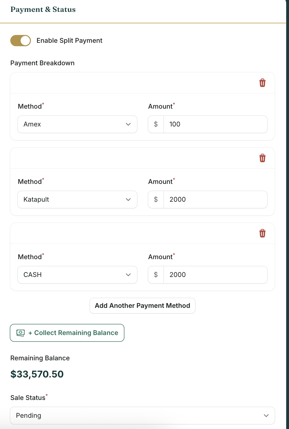 Split payment expanded
